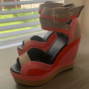 Pierre Hardy color block wedge sandals, size 36
